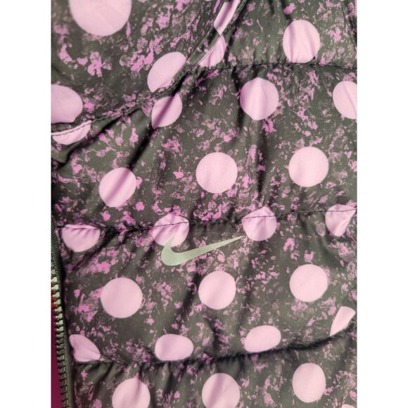 Nike Girls Size L Reversible Purple Polka Dot & Camo Zip Puffer Vest - Picture 3 of 5